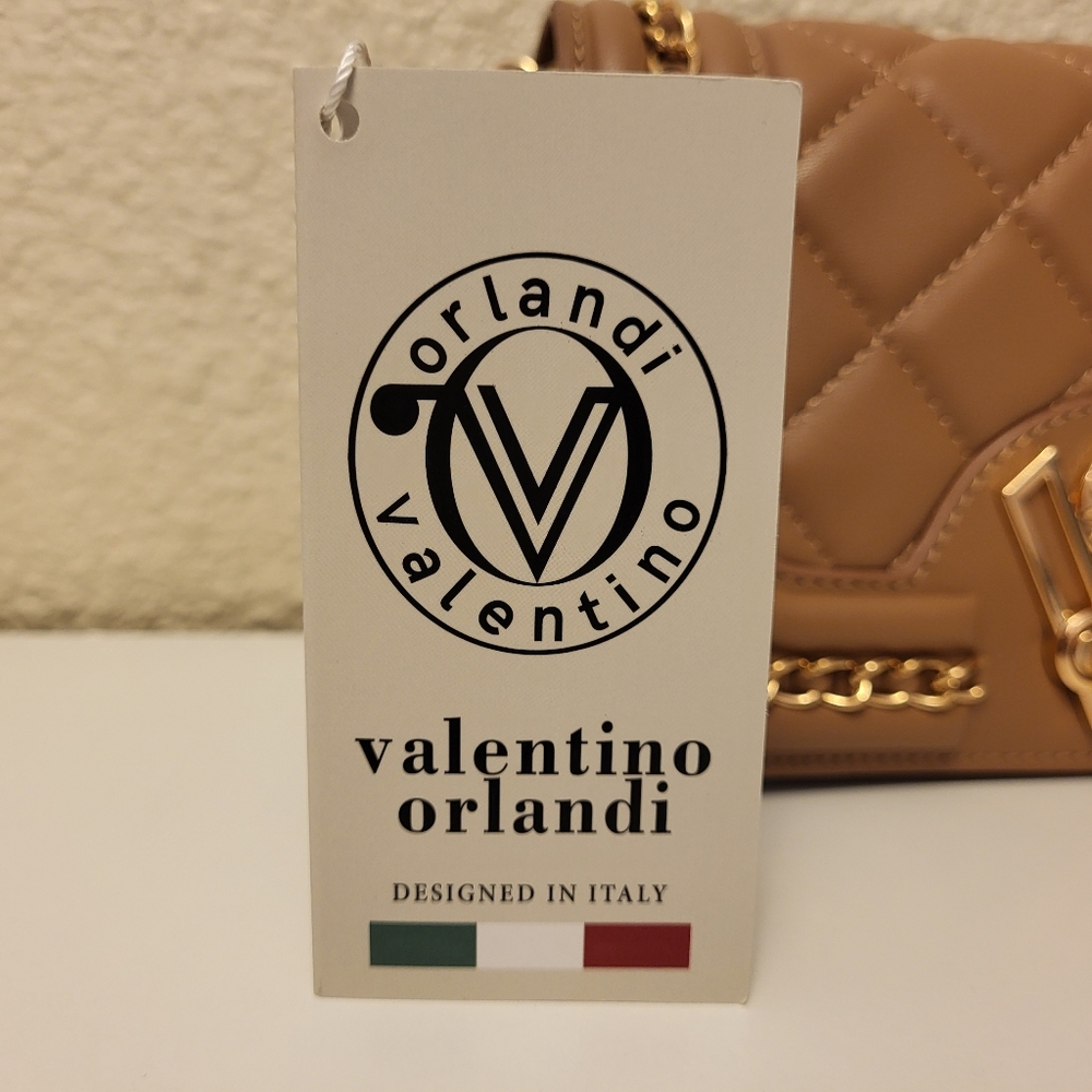 NWT Valentino Orlandi Deep Tan Vegan Leather Handbag - Picture 5 of 7